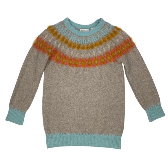 Anthropologie Sleeping On Snow Fair Isle Tunic Sweater XS Wool Blend Crew Winter - Picture 12 of 12